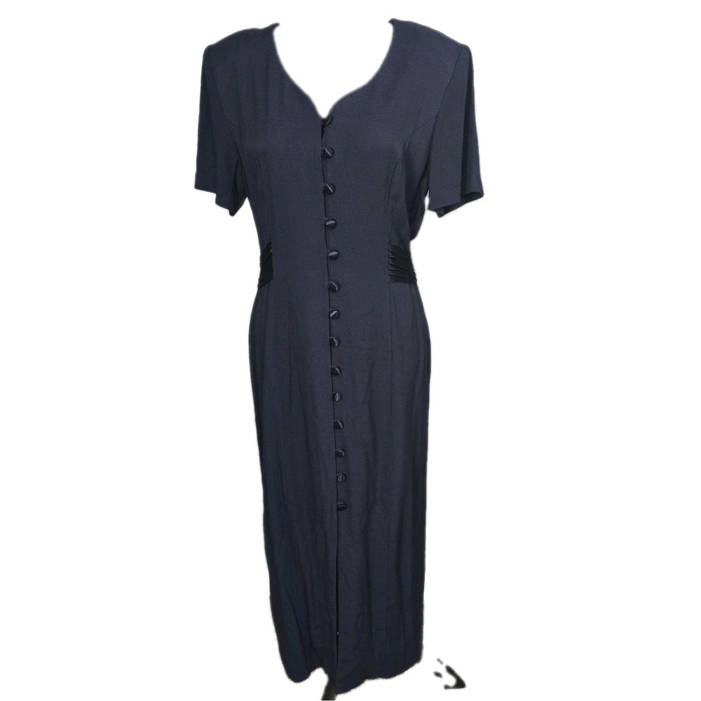 Vintage Bentley Full Button Front Maxi Dress Size 12 Old Money Elegant Royal